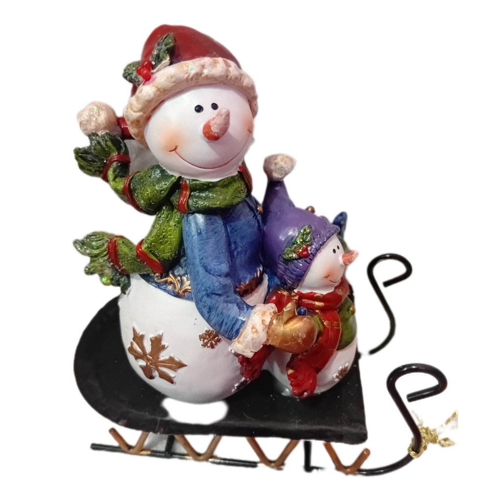 Festive Snowman Sleigh Decoration